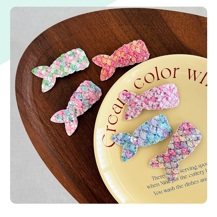 CHIMERA 6-Piece Children's Bangs Hair Clips with Sequins And Fish Scale Mermaid Tails BB Clips for Girls, Mid-Autumn Festival Gift 14