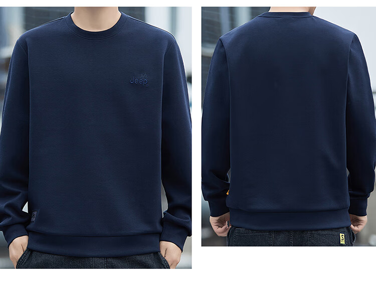 JEEP Sweatshirt for Men, Spring And Autumn Round Neck Long Sleeve T-Shirt, Loose Casual Clothing for Men, Black, XL 23