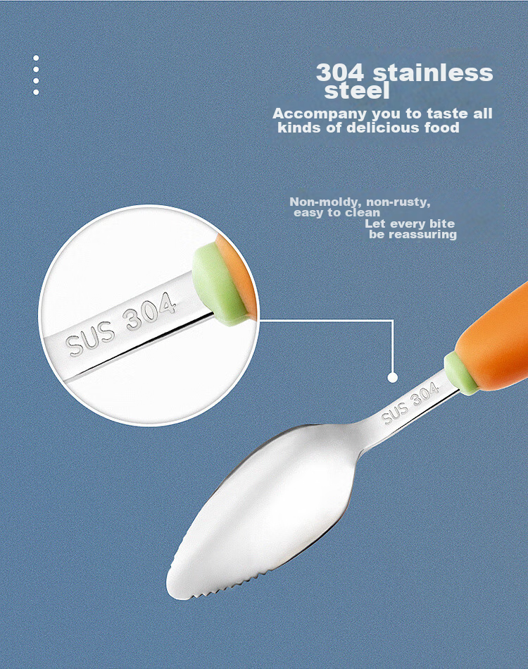 HOY BELL Ingot Spoon, Baby 316L Stainless Steel Feeding Spoon, Children's Soup Spoon, Tableware, Set of Two with Storage 9