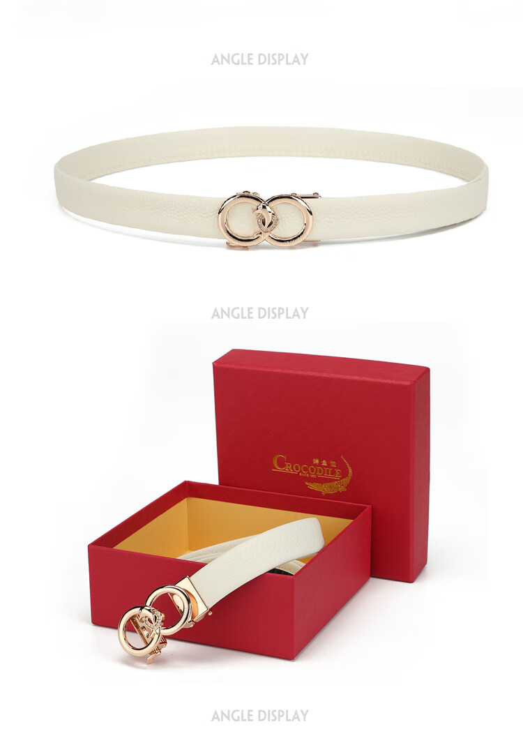 CROCODILE Top-Grain Leather Women's Automatic Buckle Belt, Fashionable And Versatile, Birthday Gift for Women T3727 5