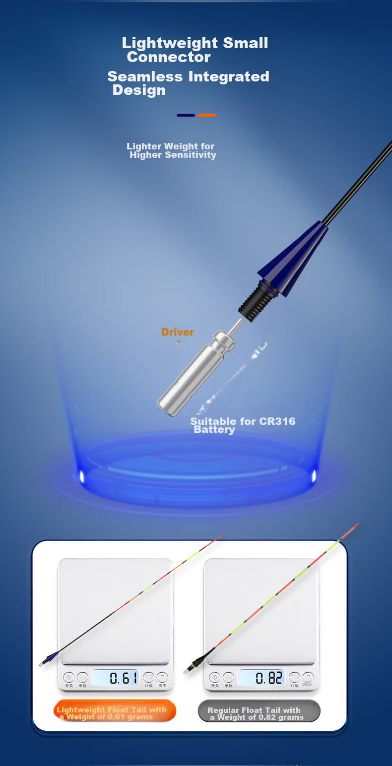 Chuanze Ultra-Fine Tail Luminous Float, All-In Ultra-Bright Eye-Catching Electronic Float, Day And Night Dual-Use Fishing Float, Highly Sensitive Crucian Carp Buoy PG01 6