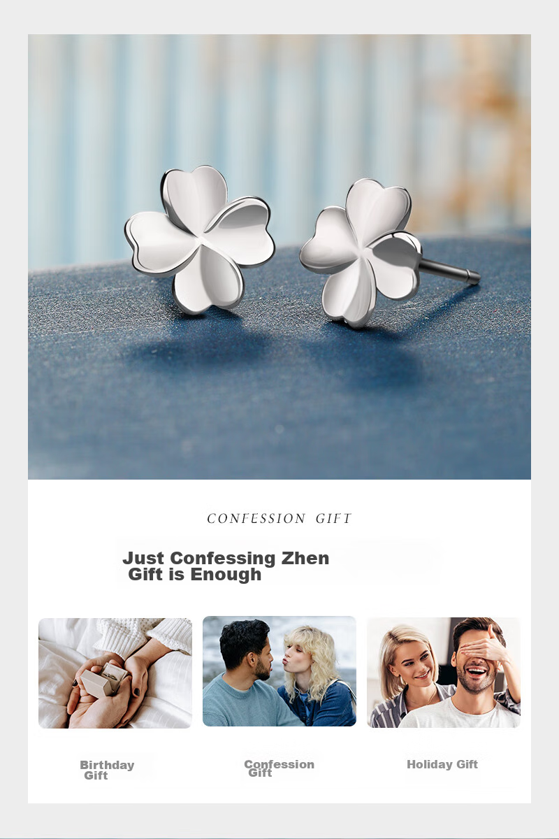 MANHE S999 Sterling Silver Four-Leaf Clover Stud Earrings for Women, New 2026 Style Earrings, Birthday Gift for Girls And Friends 7