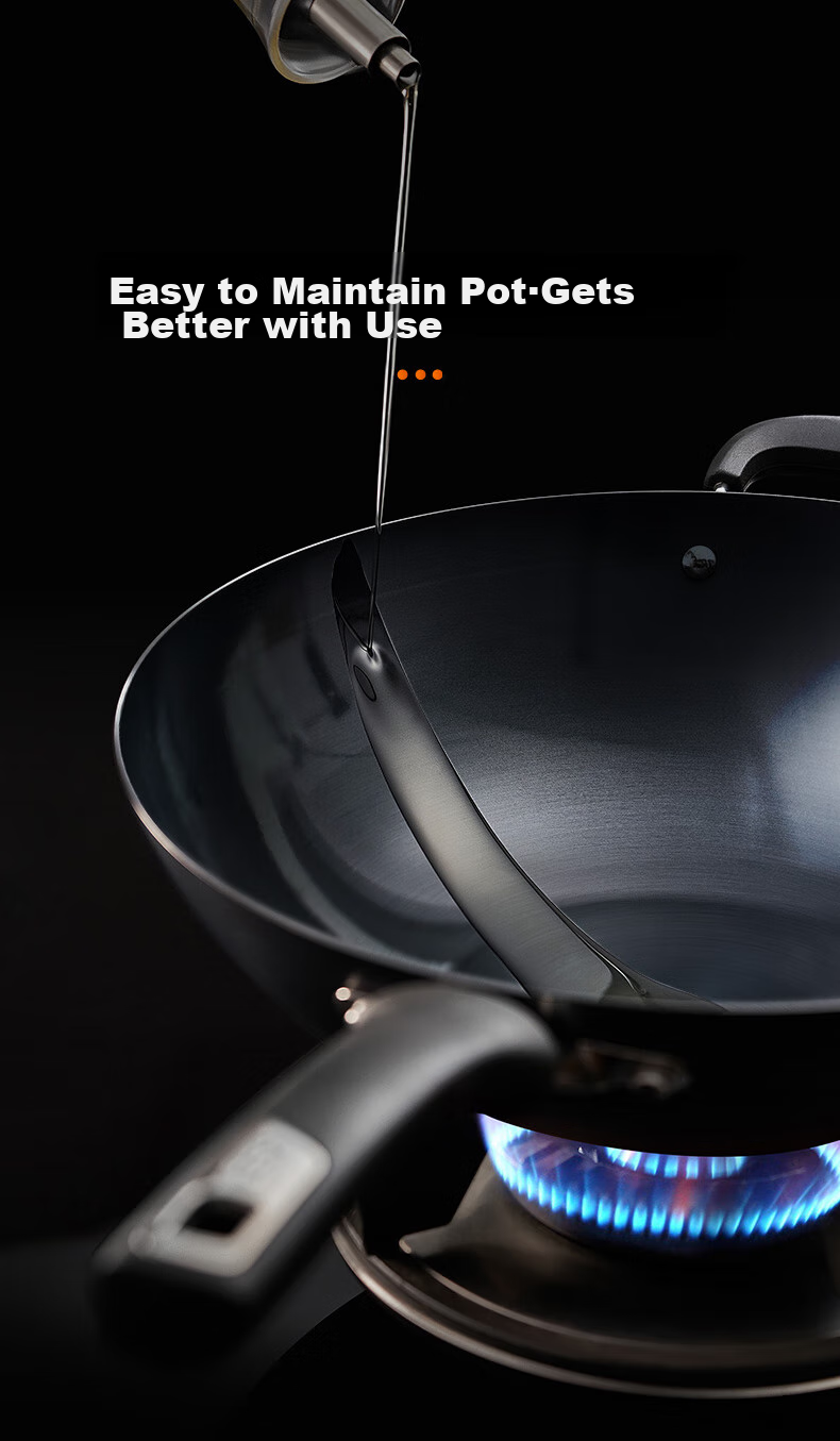 ASD Wok, Dry-Burned for 27 Days without Breaking, Same Model Iron Pan, Uncoated Stir-Fry Pan, Stainless Steel Iron Pan, 30cm, Specially for Gas Stoves 9