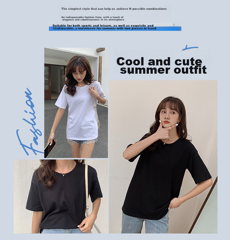 Nanjiren Premium Cotton Short Sleeve T-Shirt Vest for Women Summer Thin Solid Color Half Sleeve Top Wearable Inside and Outside M 2