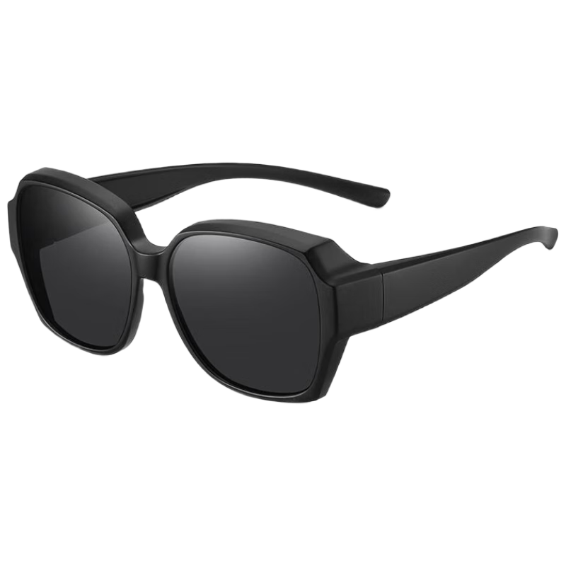 Baixiaoshe Sunglasses Clip-On for Nearsighted Glasses, Glossy Black Lenses, Sunglasses for Men And Women, Driving UV Protection Polarized Sunglasses