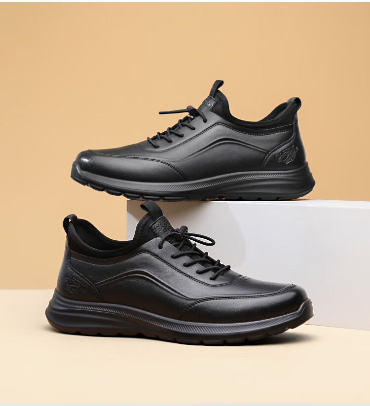 CARTELO Genuine Leather Men's Shoes, Business Casual Sports New Style for Autumn And Winter, Soft Thick-Soled Versatile Commuter Work High-End Black 41