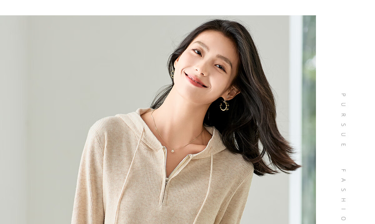 Chushen Women's Hooded Knit Sweater with Drawstring Half-Zip, Fashionable Casual Pullover Top S143Z3012 15