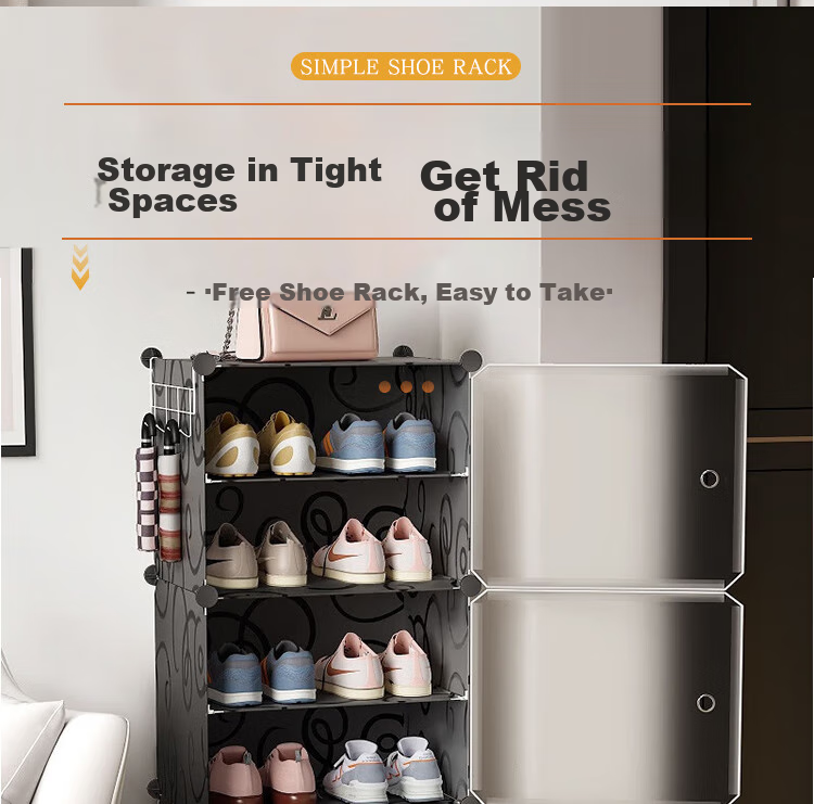 Anerya Shoe Cabinet Entrance Shelf, Indoor Dormitory Multi-Layer Dustproof Storage Unit, Single Column with 6 Layers 1