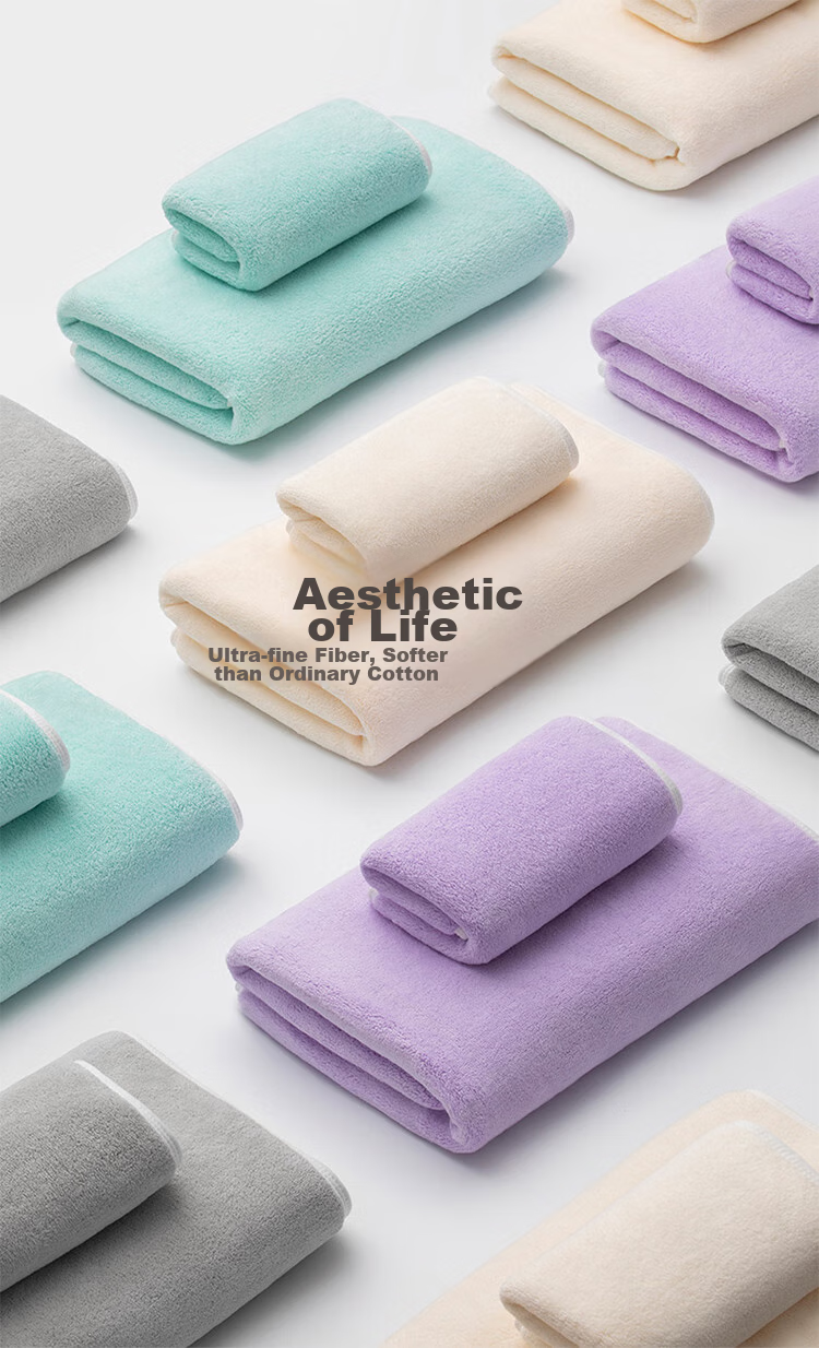 A-Life Antibacterial Towels, Thickened, 2-Pack, Soft Absorbent Face Towels for Home Use, Men's Bath Large Face Towels, Gray And Beige 5
