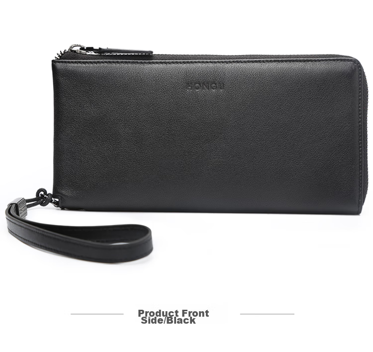 HONGU Handbag, Top-Grain Leather Men's Clutch, Long Wallet for Men, Gift Box Packaging, Birthday Present 17