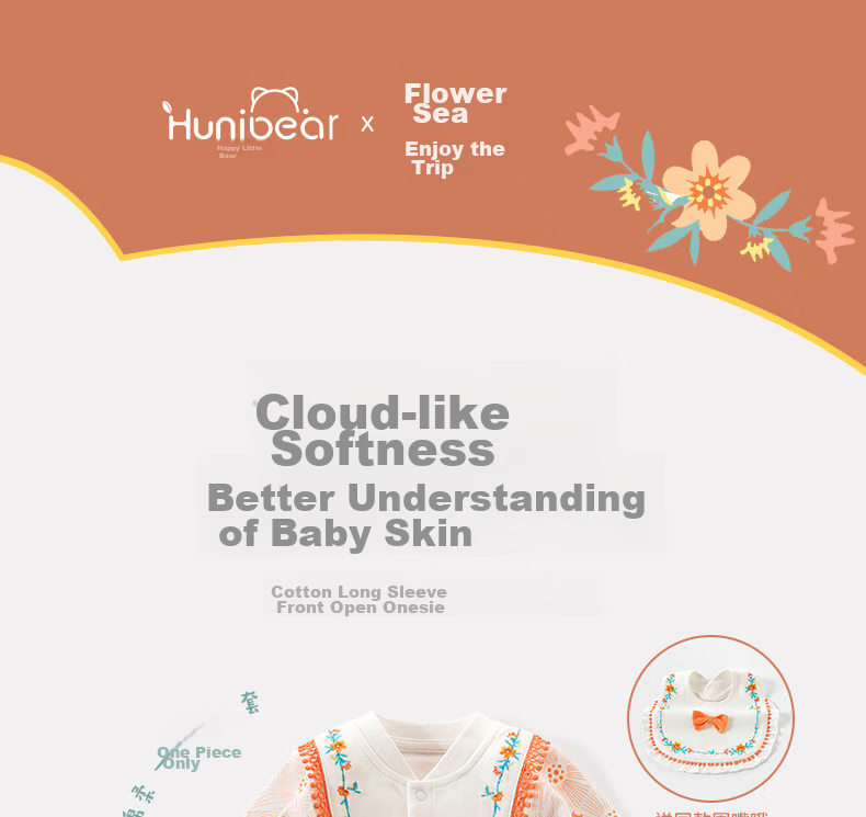 Huanxixiaoxiong Baby Girl Romper, Newborn Spring And Autumn Infant Clothing, Pure Cotton Long-Sleeve Bodysuit for Outdoor Wear And Crawling 1