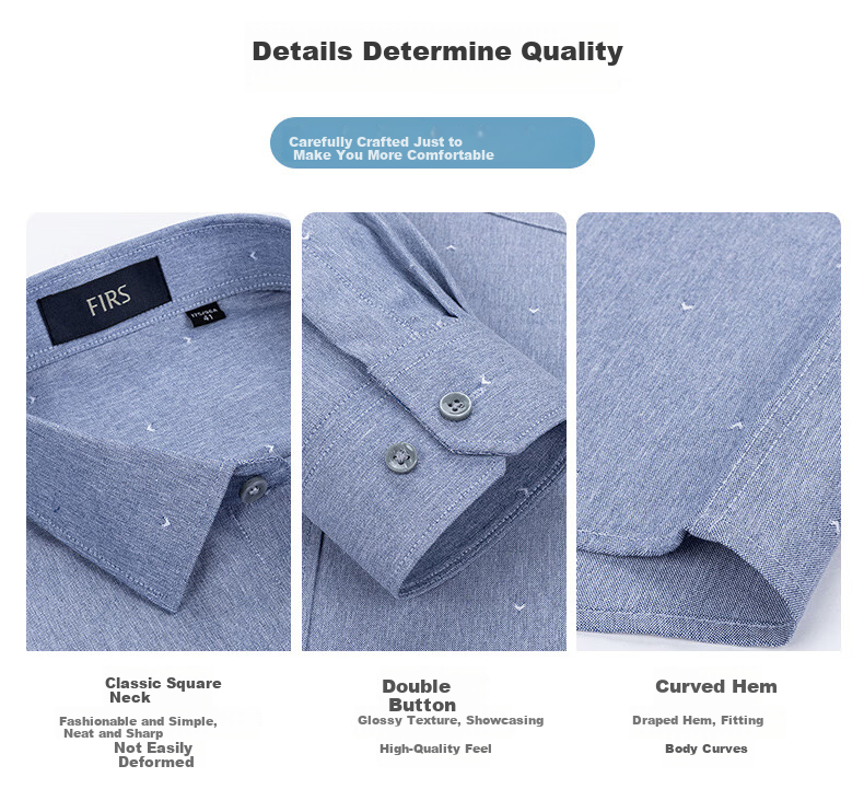 FIRS Long-Sleeve Shirt for Men, Autumn Business Casual Dress Shirt for Young And Middle-Aged, Style 7188-3 Green (Long-Sleeve Version), Size 43 2