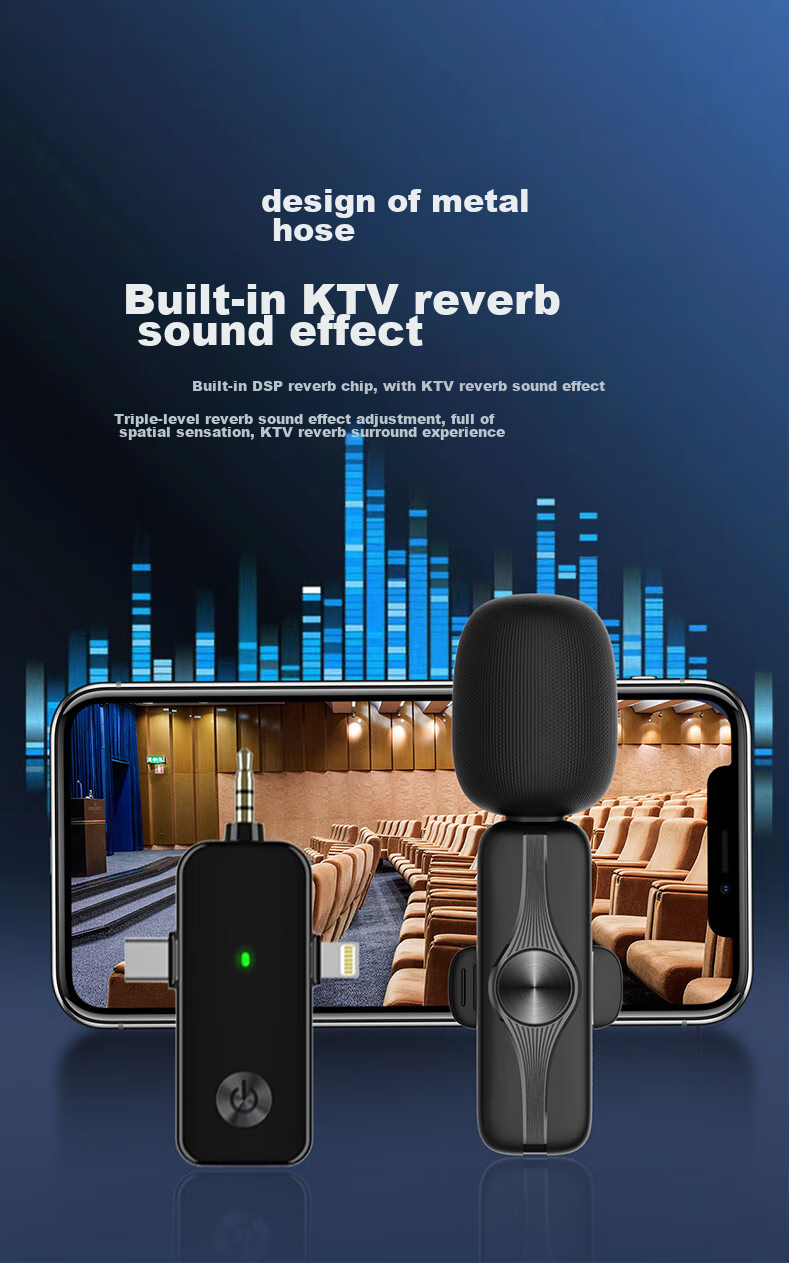 Masentek AP003 Wireless Lavalier Microphone, Douyin Live Streaming Online Class Microphone Recorder, Compatible with Apple Android Type-C Phones Computers 3.5mm Cameras 12