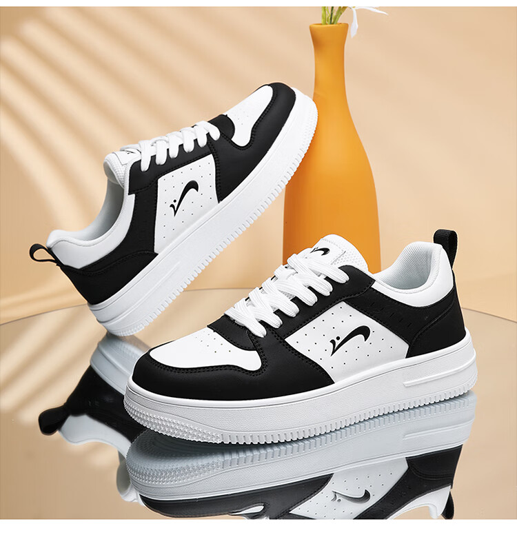 Guirenniao Men's Casual Sneakers New Couple's Thick-Soled Sports Shoes White/Red Size 41 40