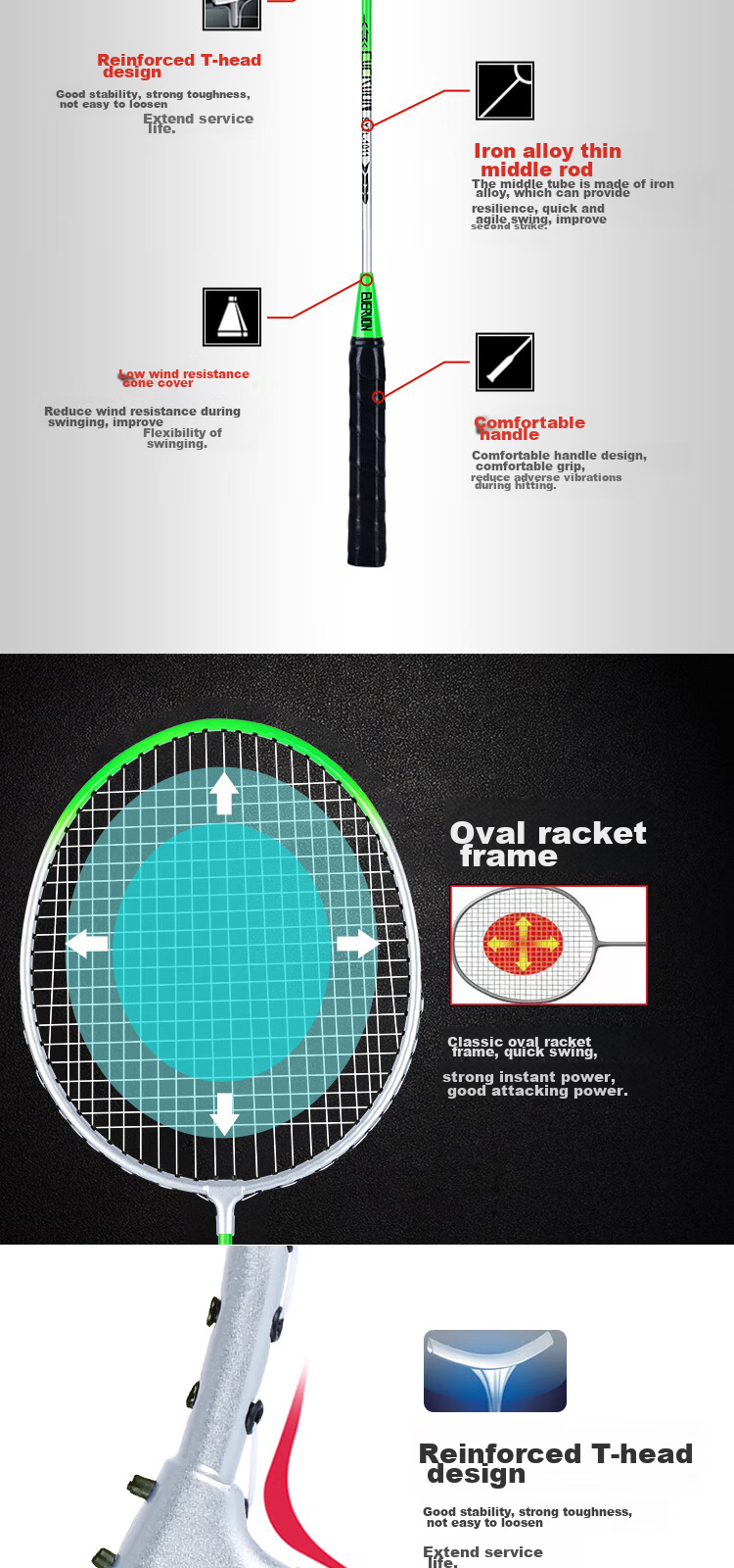 EVERVON Badminton Racket Set, Ultra-Light And Durable, for Adults And Students, Model 1011, Includes 101-3 Shuttlecocks 3