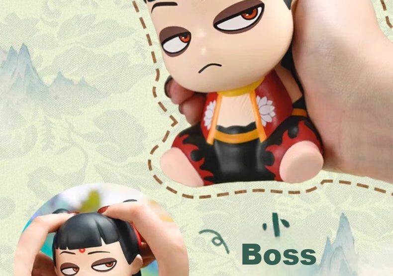 Danmiqi Children's Nezha Cartoon Peripheral Squeeze Toy, Small Egg-Shaped Stress Relief Device for Boys And Girls, Slow Rebound Toy, Nezha Style 3