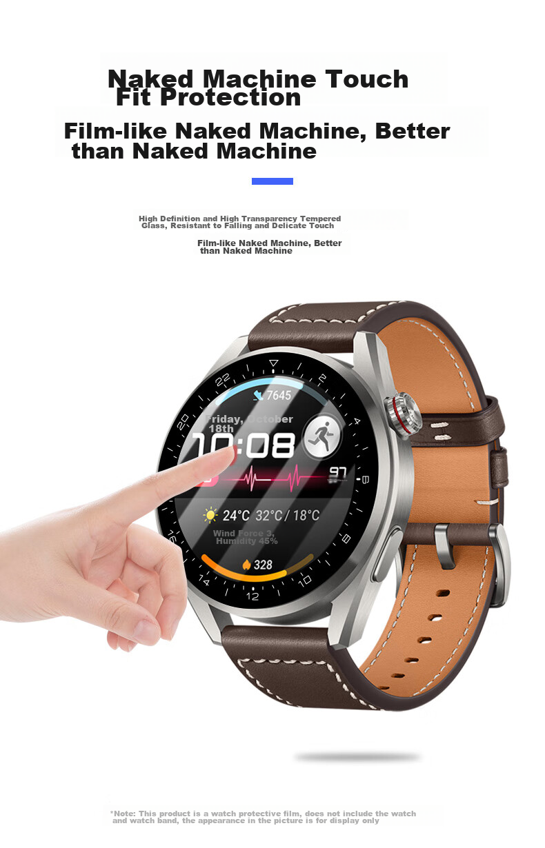 KMaxAI Screen Protector for Huawei Watch 3 Pro/Pro New, Full-Screen HD Watch Protective Film, Watch Face Anti-Scratch Anti-Fingerprint Composite Film, 3D Soft Film with No Edge Chips 6
