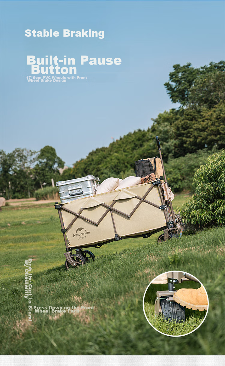 Naturehike Outdoor Camping Cart, Collapsible Trolley for Campsite, Picnic, Street Vending, Grocery Shopping And Travel, Khaki Color, 340L Capacity 6