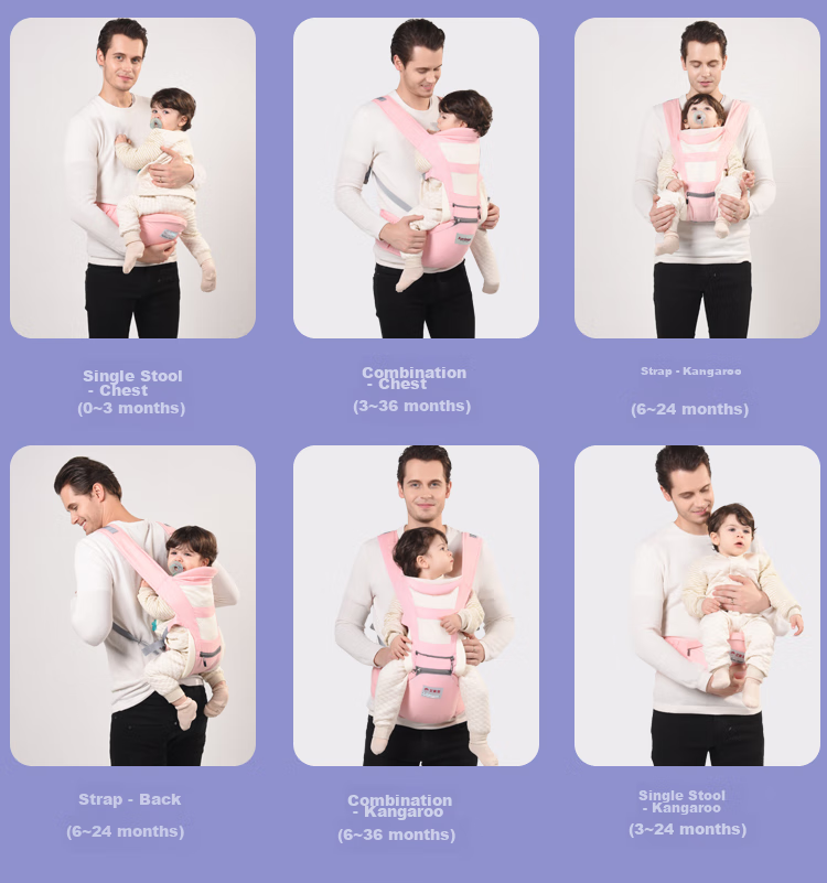 LYUBA Waist Stool, Baby Carrier, Front-Carrying Style, Baby-Holding Aid, Multifunctional Seat, Shock-Absorbing Back Support, Infant Carrier HYA2031, Cherry Blossom Pink 6
