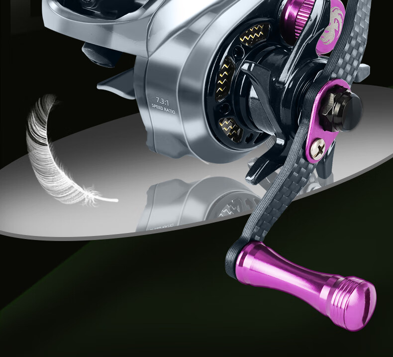 Erciyuan Lure Water Drop Reel, Lightweight Micro-Fishing Line Reel, Long-Distance Casting Magnetic Brake Anti-Explosion Fishing Reel, Purple Dragon, Right-Handed 6