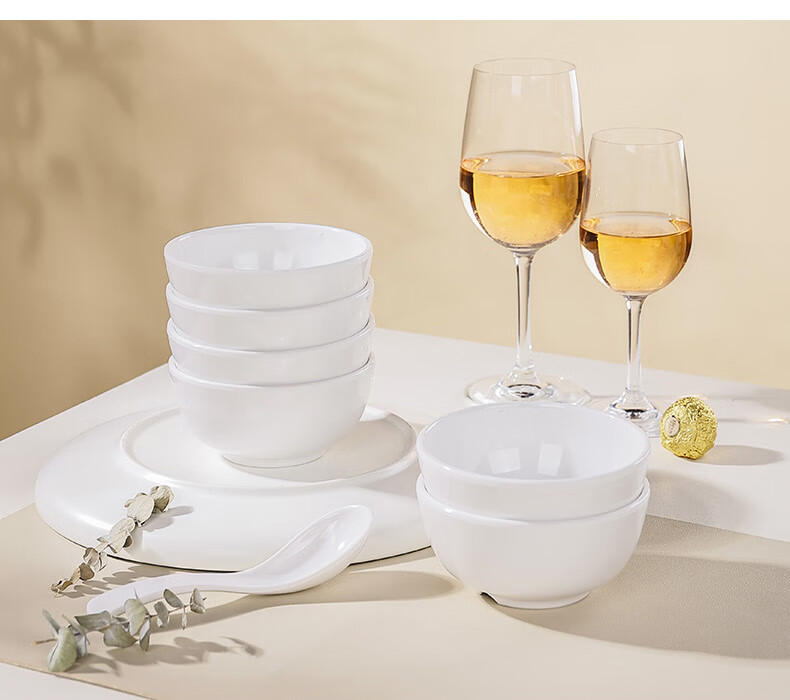 Guangyi Commercial Melamine Soup Bowl Rice Bowl White 11cm Fast Food Canteen Serving Bowl 6-Pack GY8891 1