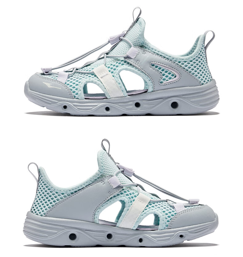 ERKE Children's Shoes, Boys' Casual Shoes, Kids' Drawstring Sandals, Beach Sandals, Sky Blue/ink Blue, Size 30 64