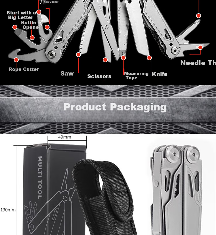 GEDUN Multi-Functional Tool Pliers, Folding Pliers, Portable Survival Knife, Outdoor Emergency Rescue Tools, Tactical Pliers, Wrench, Scissors 5