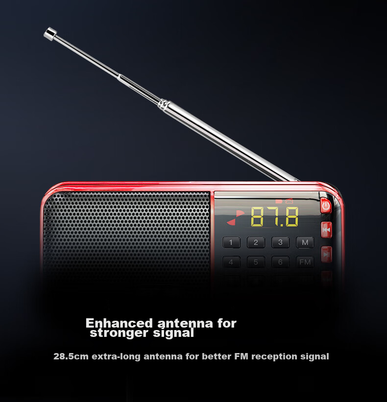 SAST V30 Black, Radio for Elderly, Rechargeable, Portable, Card-Insertable, Pocket-Sized, Mini Personal Radio, Campus Broadcasting, FM Tuning, Digital Player 9