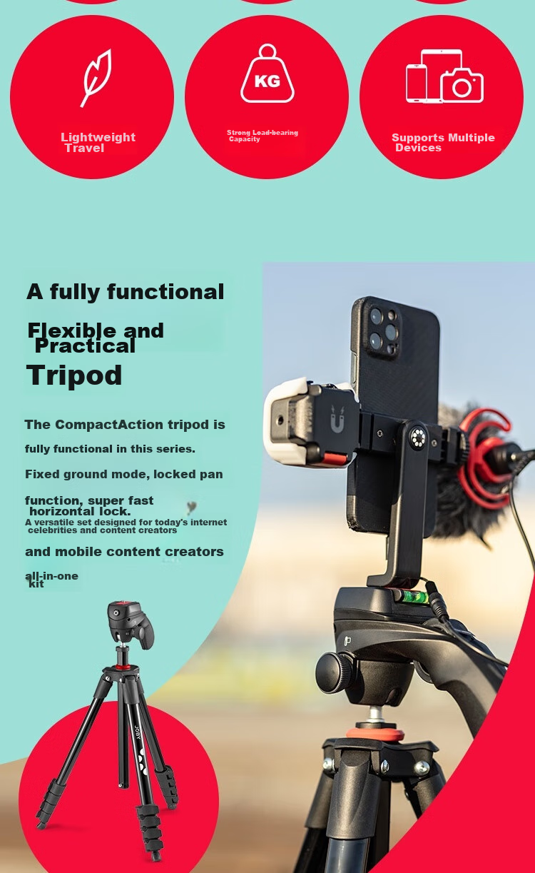 JOBY JB01760-BWW Professional DSLR Camera Tripod, Mirrorless Camera Extendable Adjustable Aluminum Alloy Portable Stand, 1.3 Meters Compatible with Sony And Canon, Load Capacity 1.5KG 4