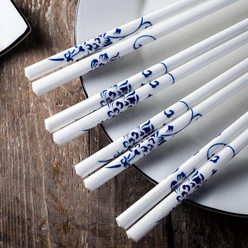 Youlaifu Ceramic Chopsticks, 10 Pairs, Chinese High-End Set, Personalized Non-Slip Heat-Resistant Gift Box, Housewarming Gift