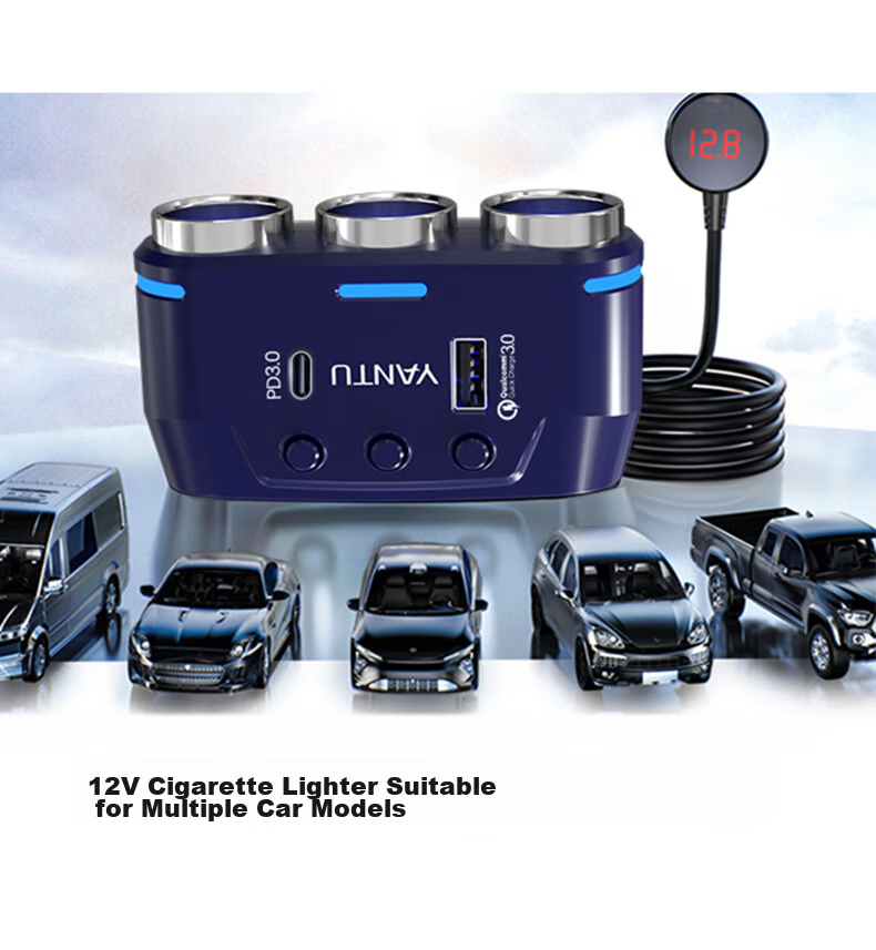 Yantu Car Charger Cigarette Lighter, Fast Charging 140W Dual USB Ports Type-C Car Charger with Voltage Monitoring 7