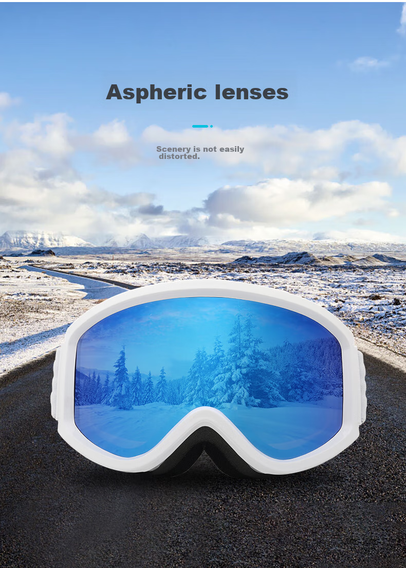 YEON Ski Goggles with Double Anti-Fog Coating, High Definition Protective Eyewear, Asian Frame Style, Unisex, 2MX126-A901, White Frame with Blue Lenses 3