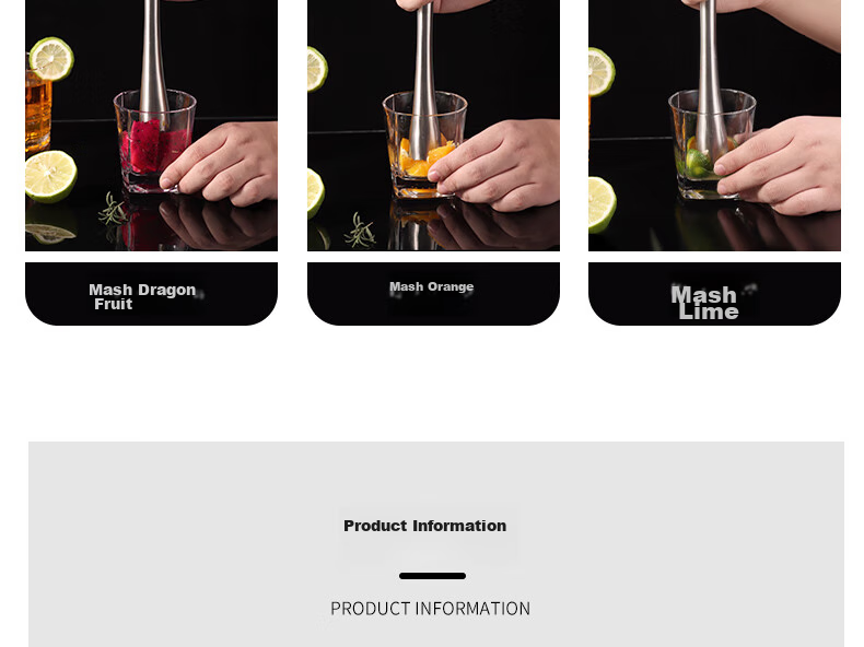BJ Stainless Steel Ice Crusher Hammer, Ice Breaker, Juicer Stick, Shaker Cup Muddler, Lemon Tea Tool, Ice Crusher Hammer, 26cm Long Versio 12
