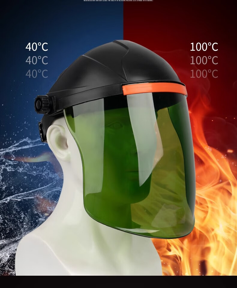 Minggu Protective Welding Face Shield Head-Mounted Anti-Burn Face Mask Yellow Top Aluminum Edge Protective Mask 5
