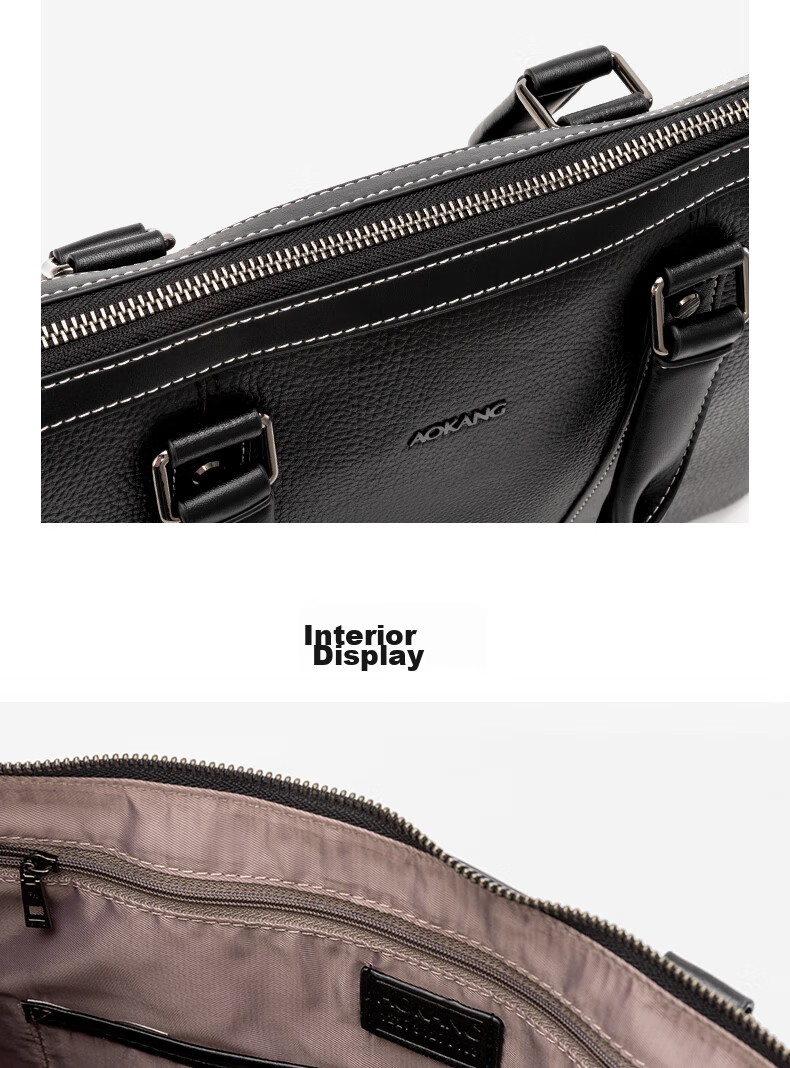 Aokang Business Briefcase, Top-Layer Cowhide Leather Handbag for Men, Laptop Messenger Bag, Birthday Gift for Husband 8