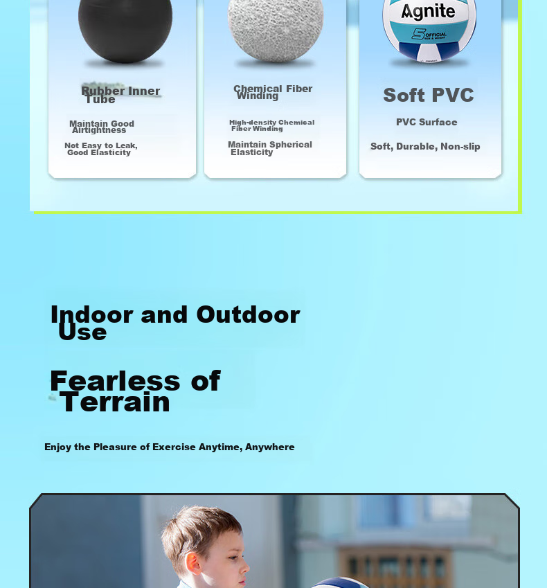 Deli No. 5 Standard Volleyball for Middle School Entrance Exam, Children's Indoor Training, Beach Volleyball, Blue And White 14