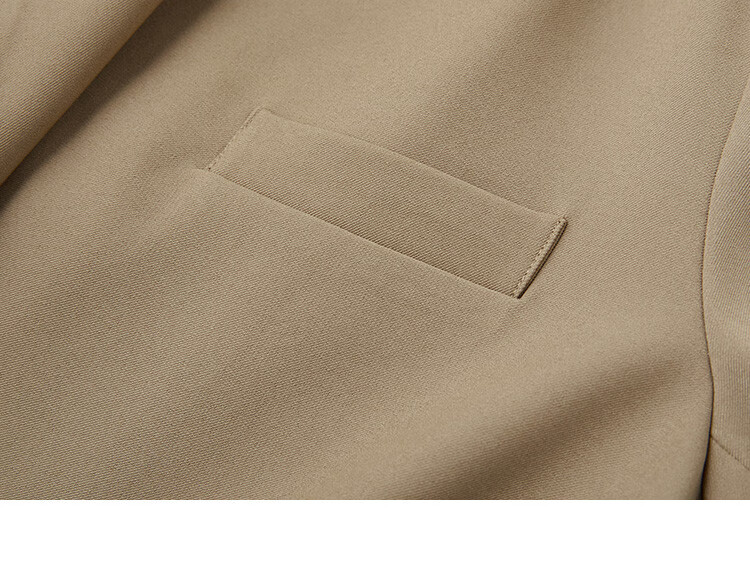 Dme [Turn-Down Collar Blazer] Spring Top, Curved Hem, Loose Suit Jacket for Women, Khaki, Size S 15