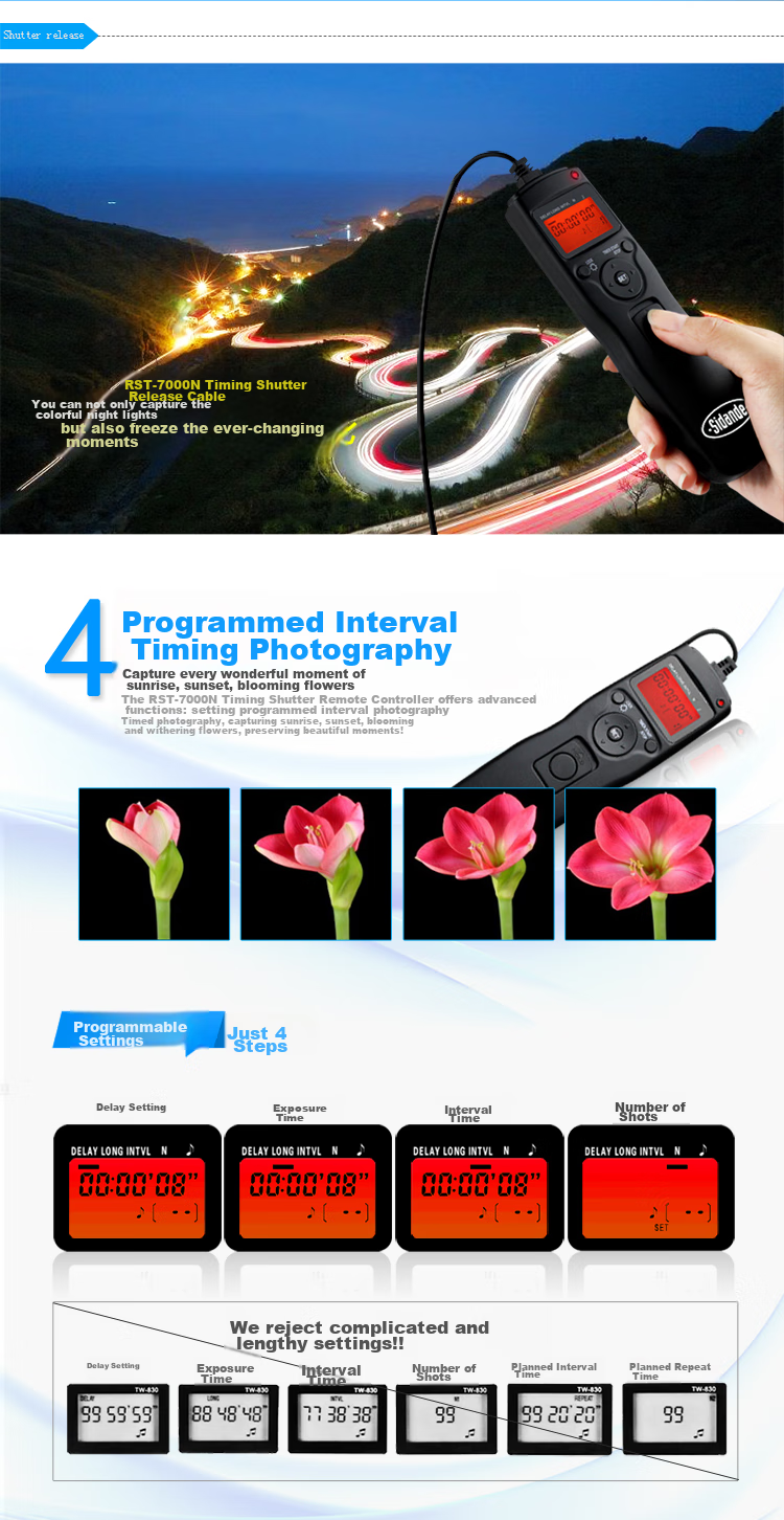 Sidande 7000N1 Timer Cable, Compatible with Nikon D850, D810, D800, D700, D500, D300, D3 And Other Nikon Cameras, Universal Shutter Remote Control 5