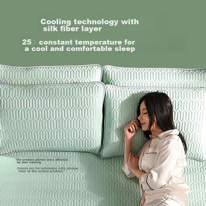 AiSleep Thai Latex Cooling Mat Set of Two, Single Ice Silk Mat, Children's Dormitory Mat, Anti-Mite, Machine Washable, Summer Cooling Mat
