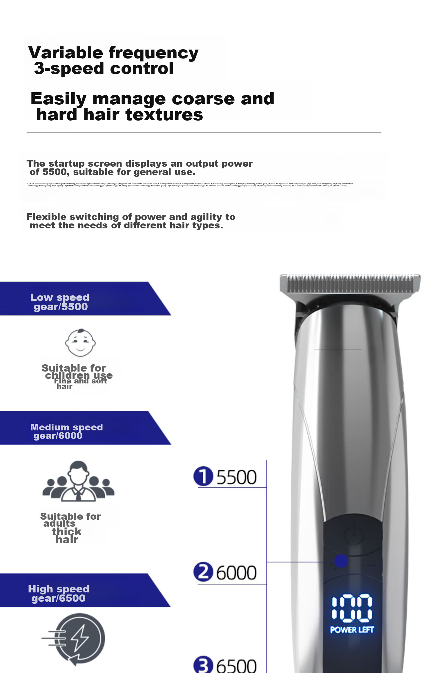 AUX Electric Hair Clipper, Hair Trimmer for Home Use, Suitable for Adults, Children And Babies, Self-Haircut [T-Shaped Blade], Graduation Gift 8