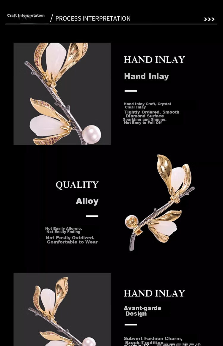 Eternelle French Eternal Magnolia Flower Brooch Accessory, Elegant And Stylish Pin, Collar Button, Corsage, Birthday Gift 6