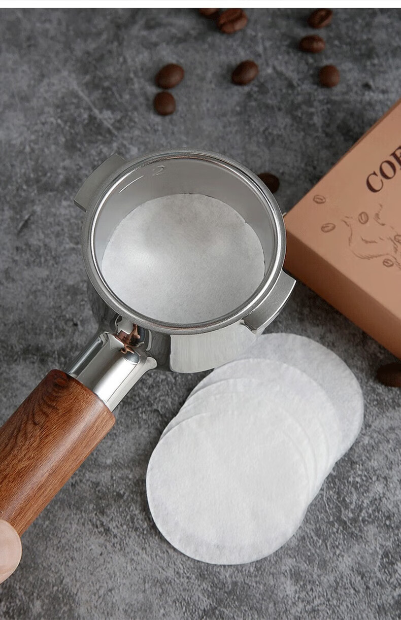 YIJUKE [100 Pieces] 60mm Moka Pot Filter Paper No. 6 Italian Coffee Maker Handle Powder Bowl Round Filter Paper 9