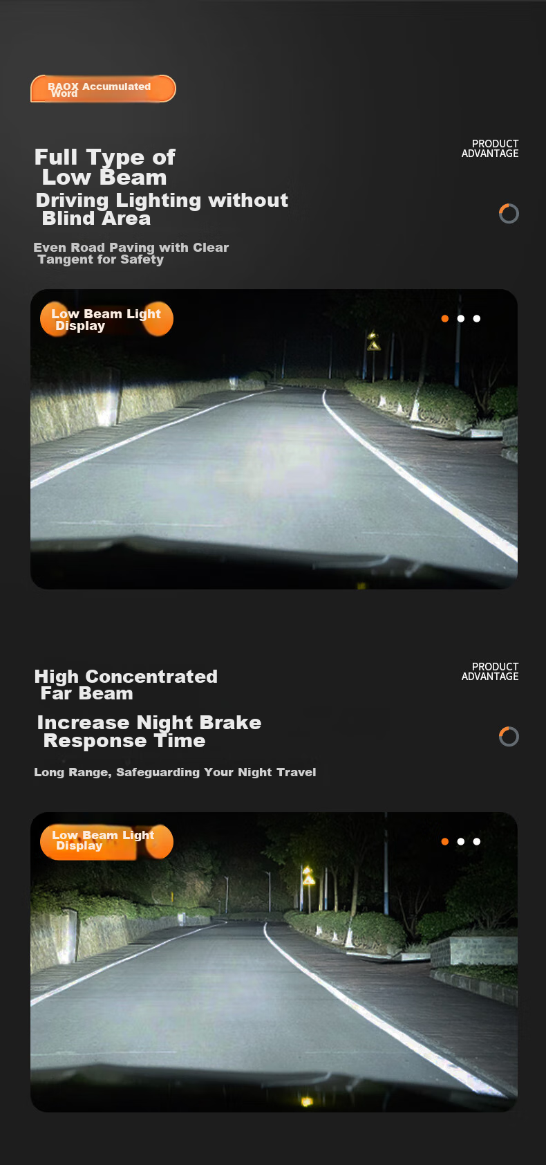 Baoxiang LED Car Headlights, H4 Bulbs for Cars, 6000K Ultra-Bright White Light, High And Low Beam Integrated 3