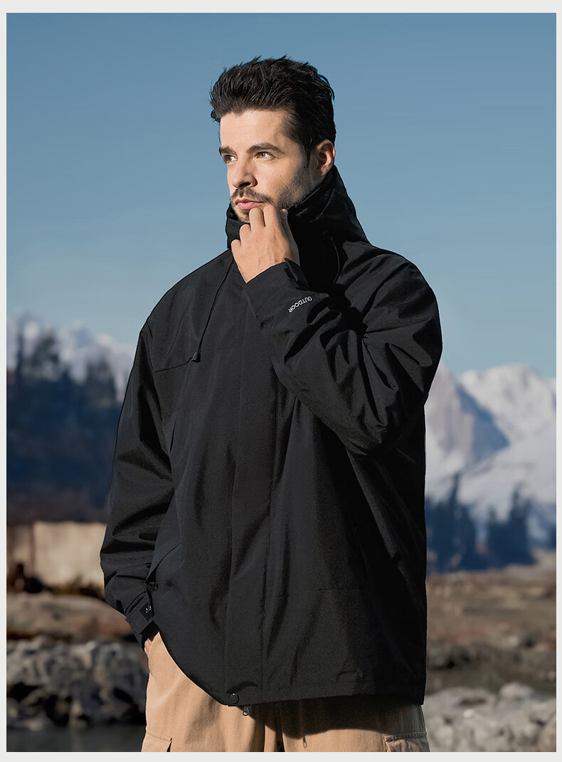 JEEP Men's 3-in-1 Windproof and Wear-Resistant Spring Outdoor Hiking and Mountaineering Jacket 9