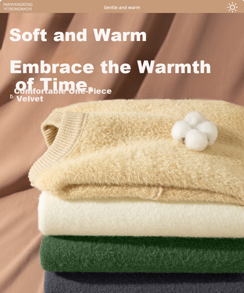 GENIOLAMODE Fleece-Lined Sweater for Men, Winter 2026 New Style, Thickened Round Neck, Warm Base Layer, Inner Wear Knitted Cashmere Sweater for Me 1