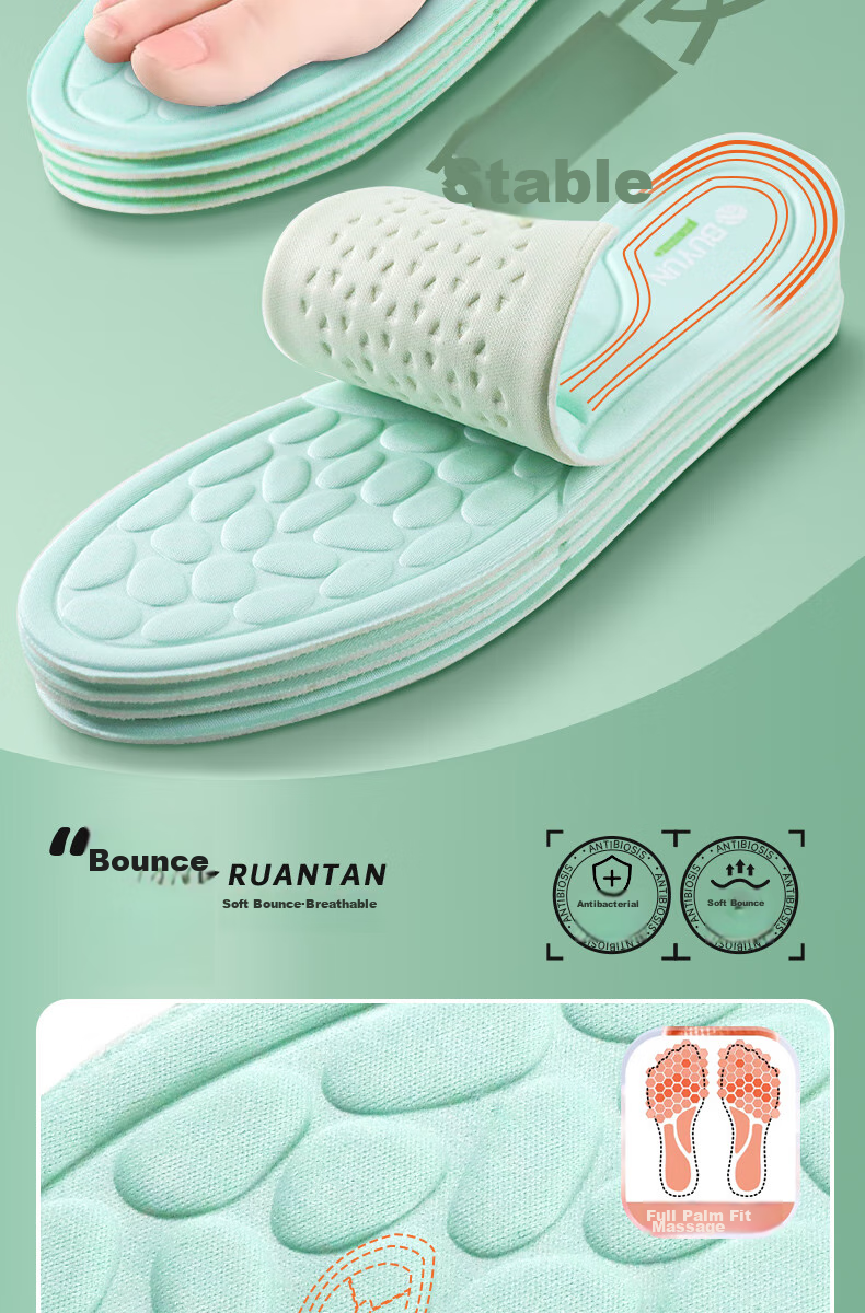 Buyun Shoe Insoles, Odor-Resistant, Shock-Absorbing for Men And Women, Deodorizing, Sweat-Absorbing, Breathable, Non-Slip for Leather Shoes And Military Training Shoes, Massage Function, Odor Elimination, 4 Pairs 12