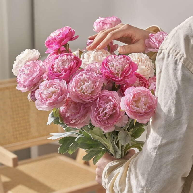 Fanyejia Three-Head Peony Artificial Flowers, 5 Stems, Living Room Fake Flowers, Silk Flowers, Rose Table Flowers, Floral Arrangement, Decorative Pieces with Elegant Feel, for Photography 6