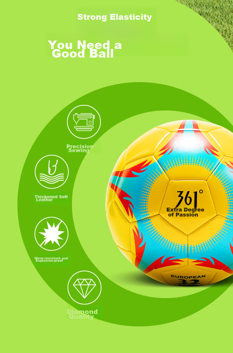 361° Soccer Ball Size 5 for Adults, Children, Middle School Exams, Standard Competition Training, Youth Indoor And Outdoor Football Yellow And Black 4