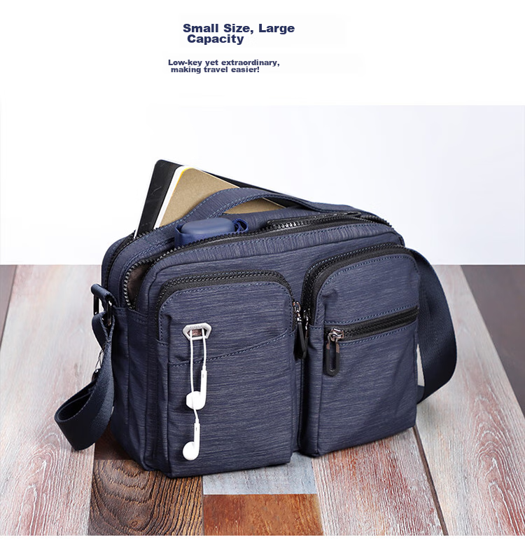 GOLF Nylon Shoulder Bag, Large Capacity Messenger Bag for Men, Multifunctional Crossbody Bag, Model 5I396466J, Blue-Gray Color 2