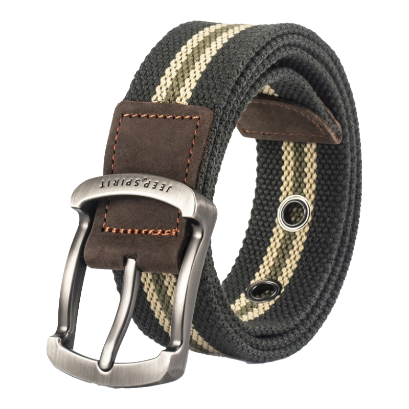 JEEP SPIRIT JEEP Canvas Belt for Men, Korean Style Trendy Fashion Waist Belt, Durable And Wear-Resistant Brand Belt